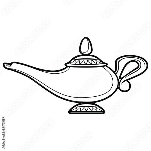 Genie Lamp Arab Design. Icon Silhouette. Vector Ancient Objects.