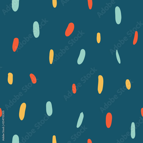 Confetti seamless pattern. Trendy creative background with hand drawn brush strokes. Abstract colorful shapes. For printing for modern and original textile, wrapping paper, wall art design. 