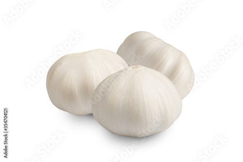 heads of garlic isolated on white