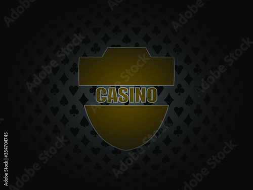 Poker background suits with casino badge vector black grey