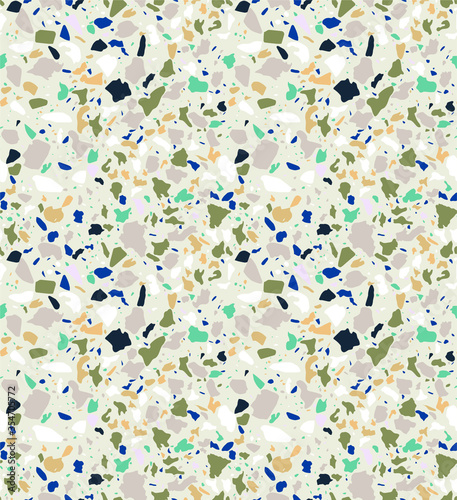 Terrazzo seamless pattern. Vector background in light colors.