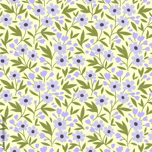 Vector seamless pattern. Pretty pattern in small flower. Small lilac flowers. White background. Ditsy floral background. The elegant the template for fashion prints.
