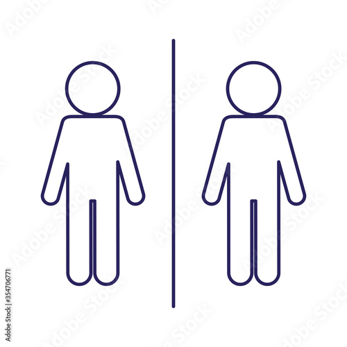 Social distancing between avatars line style icon vector design