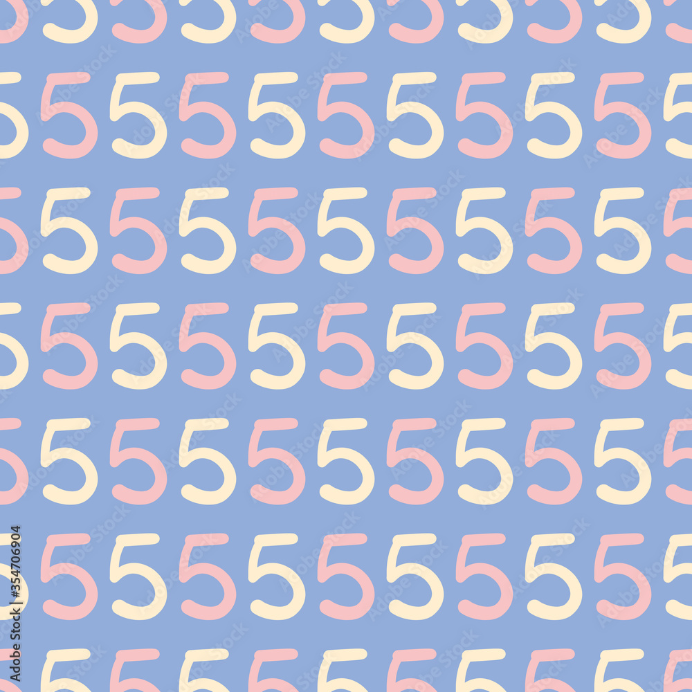 Cute digit number five seamless vector pattern. Numerical lettering seamless illustration background. Cute digit number five seamless vector pattern. Numerical lettering seamless illustration background.