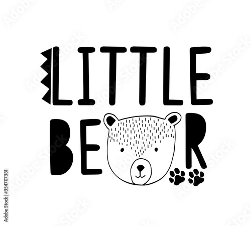 Cute bear vector illustration for t-shirt design with slogan. Vector illustration design for fashion fabrics, textile graphics, prints.