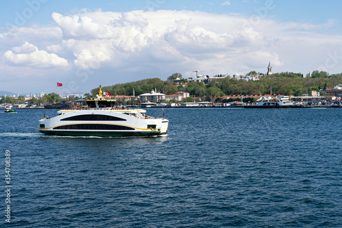 Photography Ferry in Bosphorus in Istanbul city view