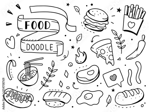 food doodle illustration. Doodle design concept