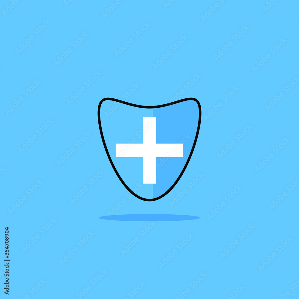 Obraz premium shield with cross, blue shield flat icon
