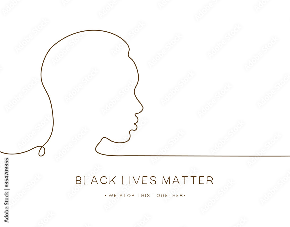 Black lives matter. African face. Line art. Black man in profile Tolerance. vector illustration