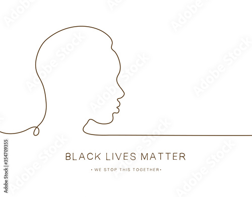 Black lives matter. African face. Line art. Black man in profile Tolerance. vector illustration