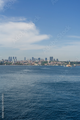 panorama of european part of Istanbul city at background, Besiktas area. View from ferry © olga_demina