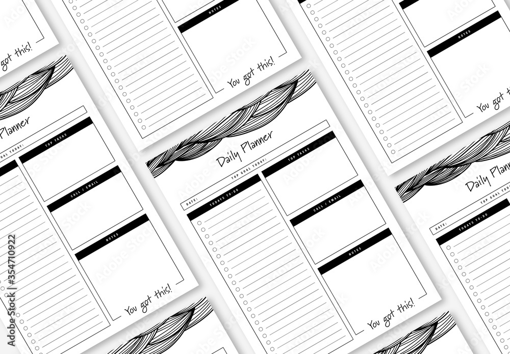 Black and White Planner Layout Stock 템플릿 | Adobe Stock