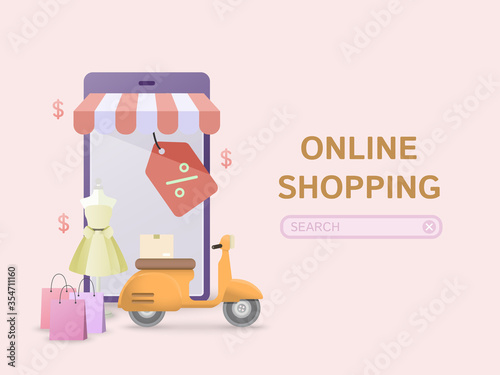 Online Shopping. concept of delivery service. Vector illustration