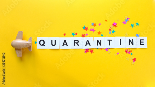 End of quarantine. The inscription quarantine is over on a yellow background photo