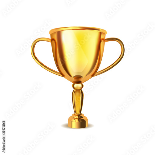 Gold cup winner trophy isolated on white background. Vector illustration.