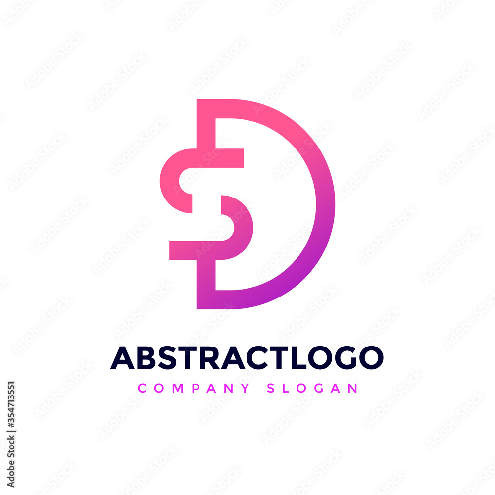 letter SD logo design simple shape element template for brand identity