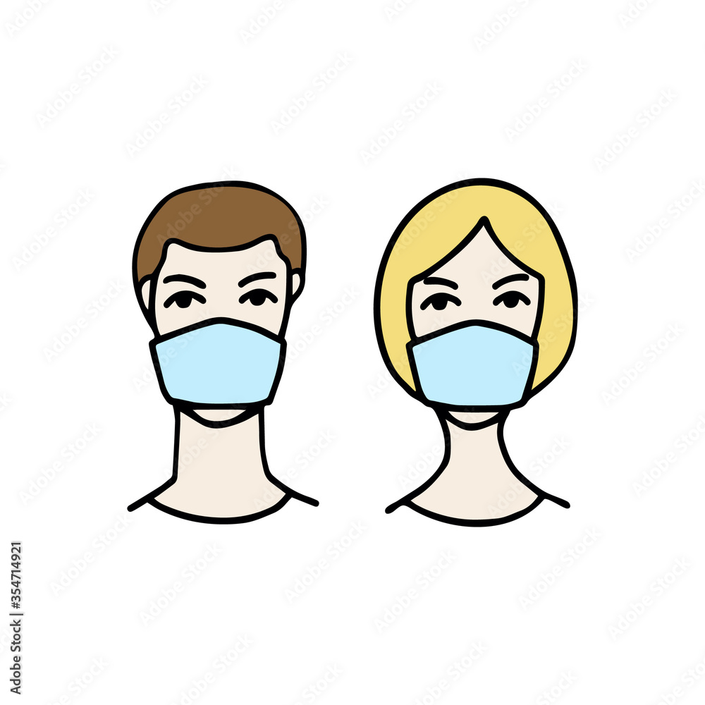 Man and woman wearing protective mask to prevent Wuhan infection.Novel coronavirus 2019-nCoV.†Prevention of covid virus. Global pandemic alert. Covid-19 outbreak. Man and woman wearing protective mask to prevent Wuhan infection.Novel coronavirus 2019-nCoV.†Prevention of covid virus. Global pandemic alert. Covid-19 outbreak.