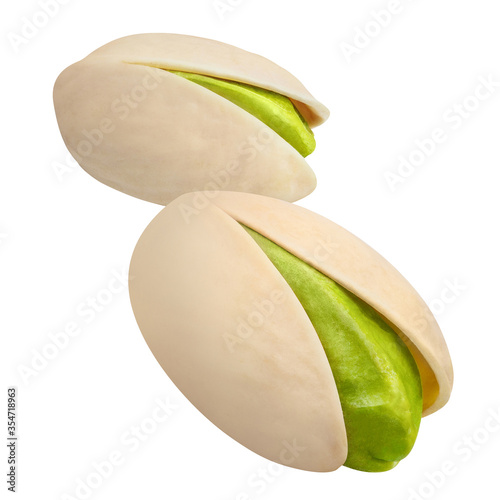 Wallpaper Mural Two delicious pistachios, isolated on white background Torontodigital.ca