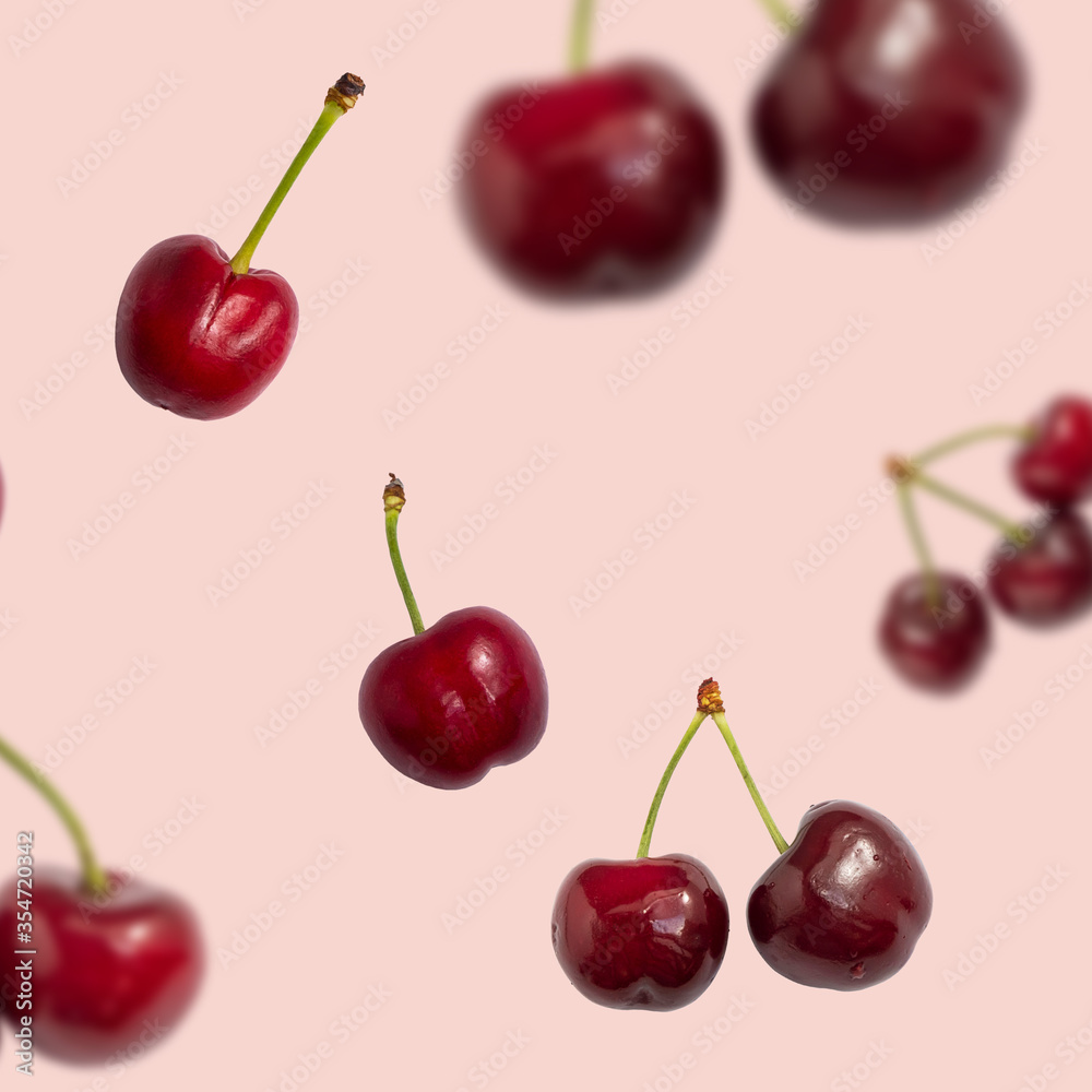 Bright summer falling cherry background