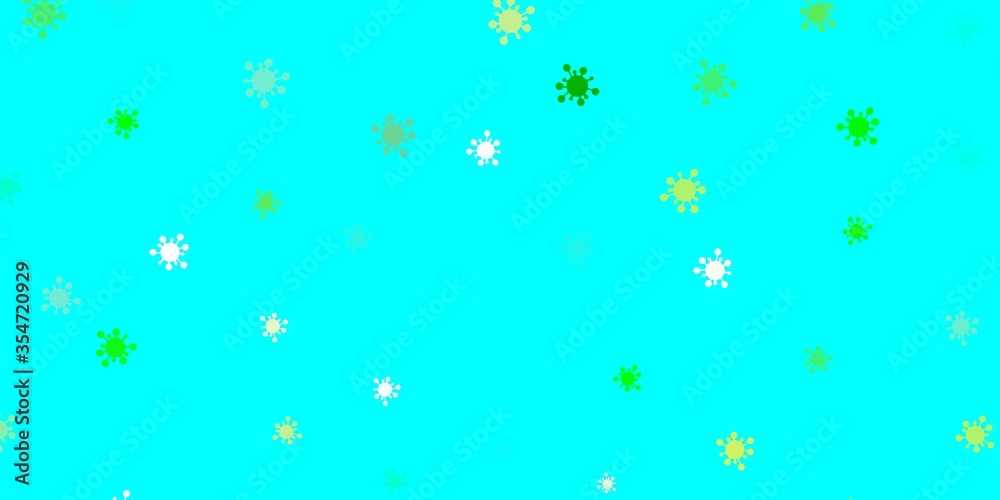 Light blue, green vector backdrop with virus symbols. Light blue, green vector backdrop with virus symbols.
