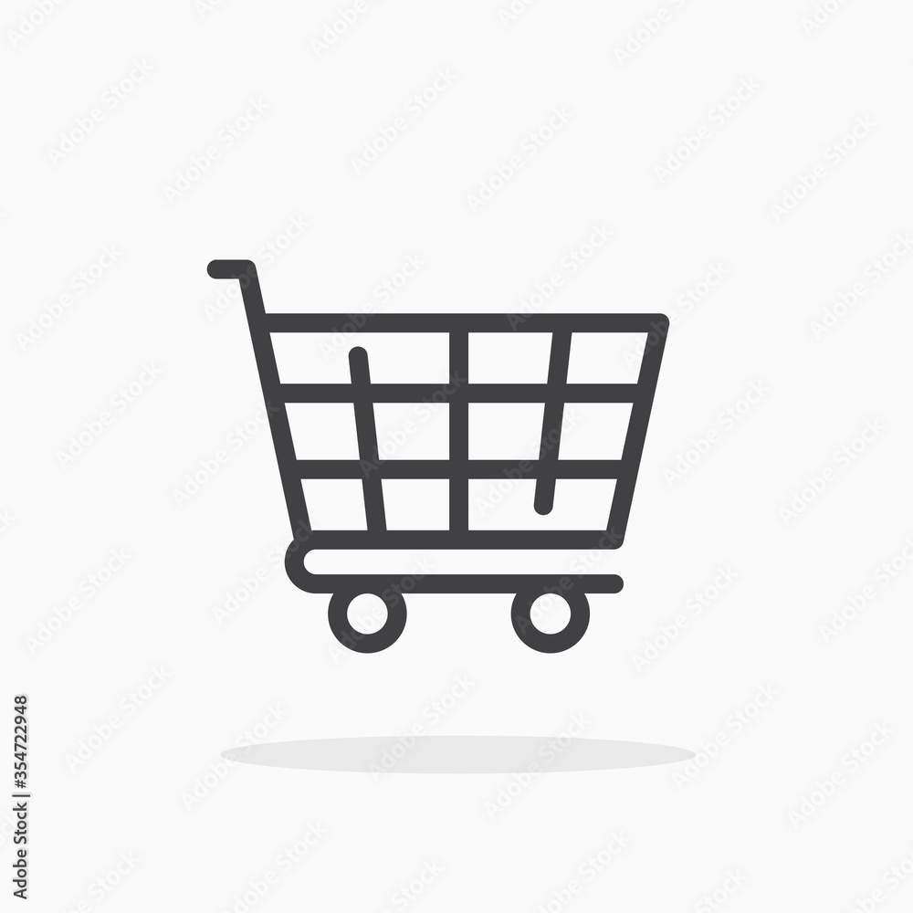 Shopping cart icon in line style. Editable stroke.