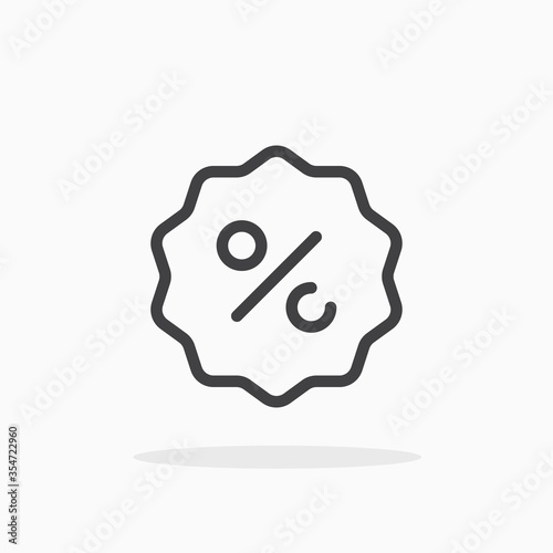 Discount icon in line style. Editable stroke.