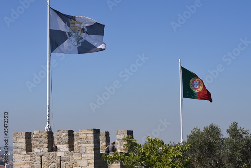 flags of the world in the city