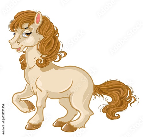 Pretty cartoon horse isolated on a white background