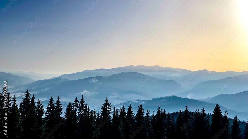 sunset in Carpathians mountains