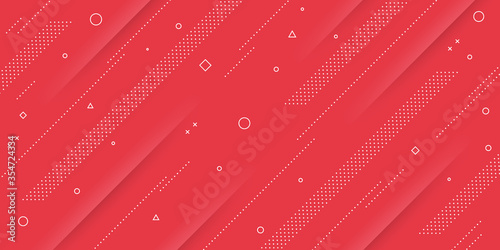 Modern abstract background with memphis and papercut elements and retro-themed red pastel colors for posters, banners and website landing pages.