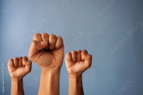 Power Sign Symbol and Gesture with Left Hand in Fist stock photo