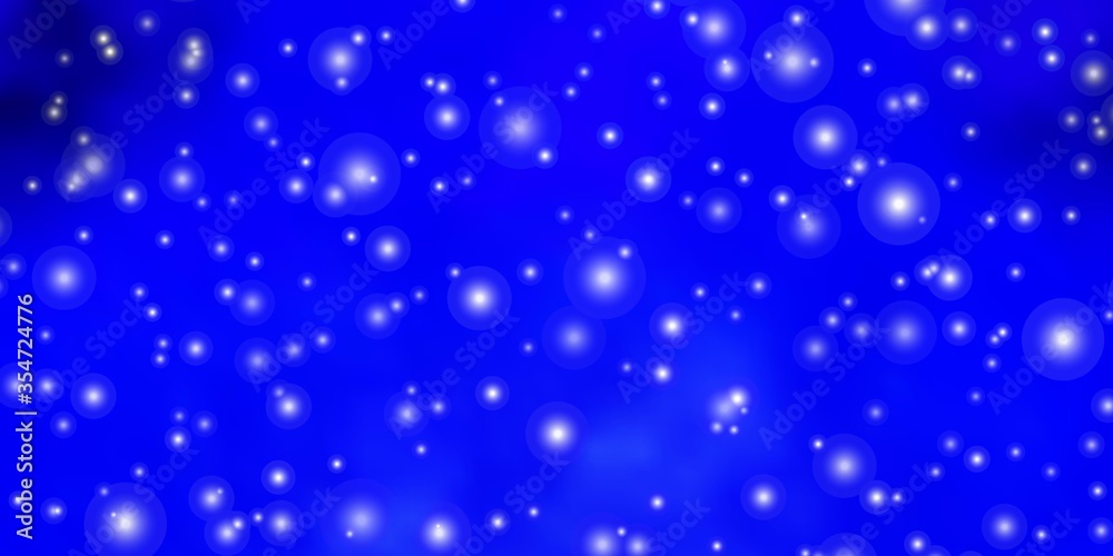 Obraz premium Dark BLUE vector background with colorful stars. Modern geometric abstract illustration with stars. Pattern for new year ad, booklets.