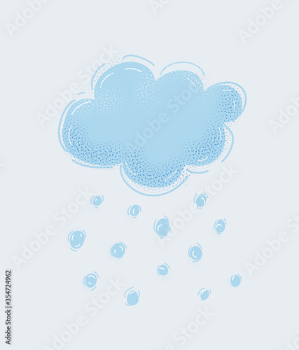Illustration of Snowy winter cloud with snowflakes. Object on white background.