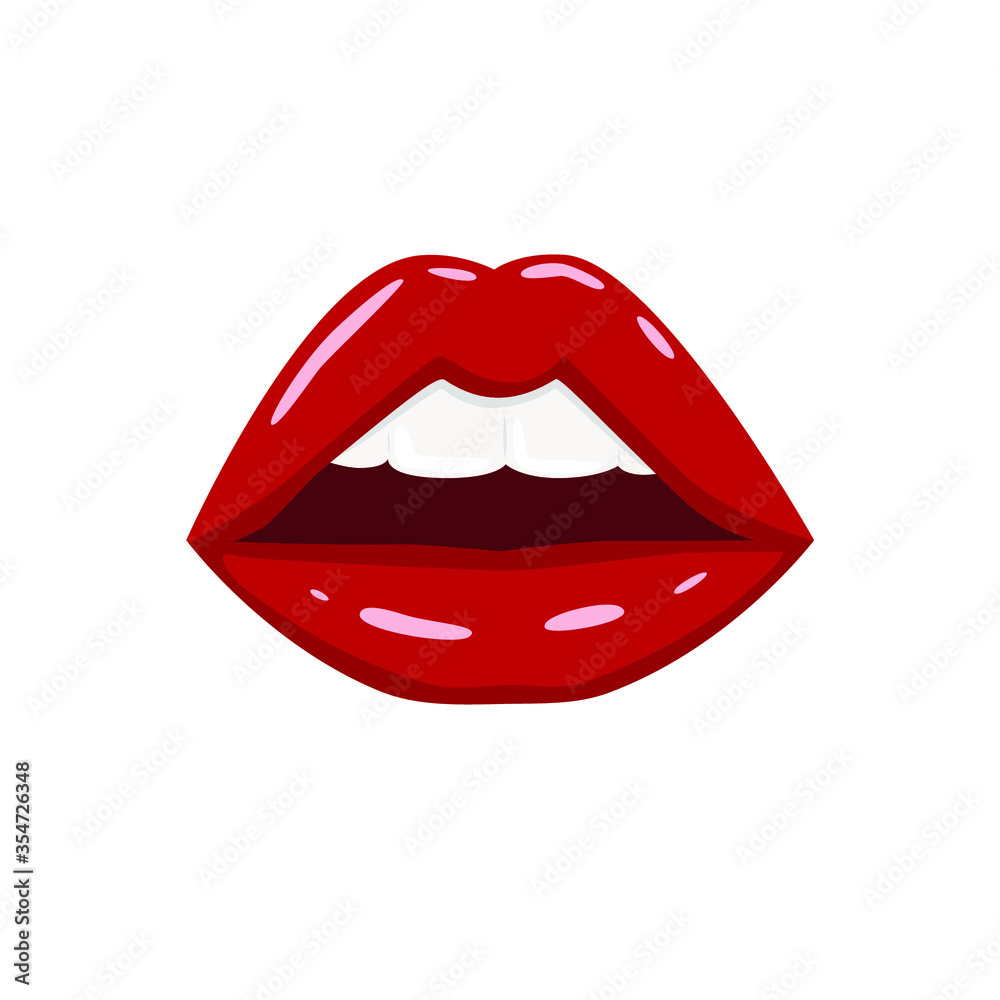 Red woman halfopen lips. Vector illustration.