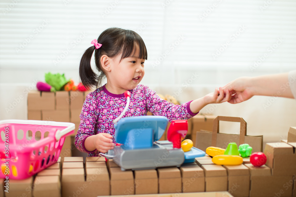toddler girl pretend play shop keeper at home toddler girl pretend play shop keeper at home