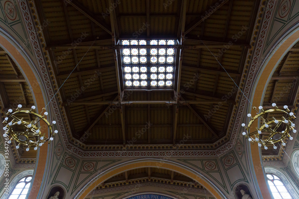 Interior of the Roman Catholic Church of St. Peter and St. Paul. Built in 1870, renovated in 1950. Potsdam, Germany.