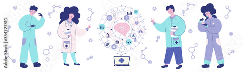 Artificial intelligence medicinevector. Concept of the AI diagnostics and calculations.