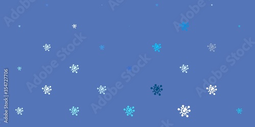 Light BLUE vector background with covid-19 symbols.