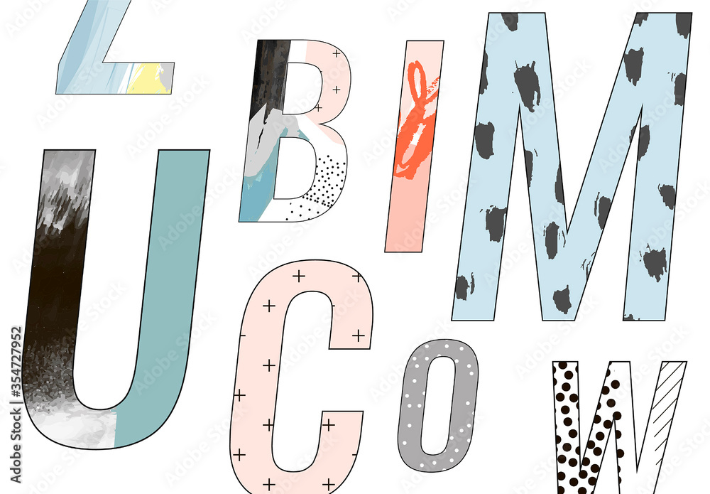 Alphabet with Textures Art Kit Stock Template | Adobe Stock
