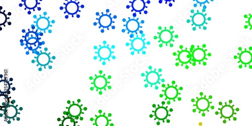 Light blue, green vector backdrop with virus symbols.