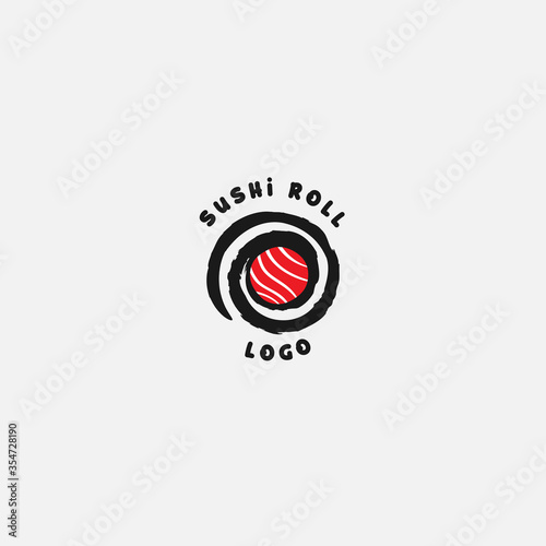 Sushi logo template. Japanese traditional cuisine, tasty food icon. asian sushi bar vector logo