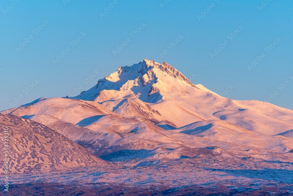 Naklejka premium view of Erciyes mountain covered with snow