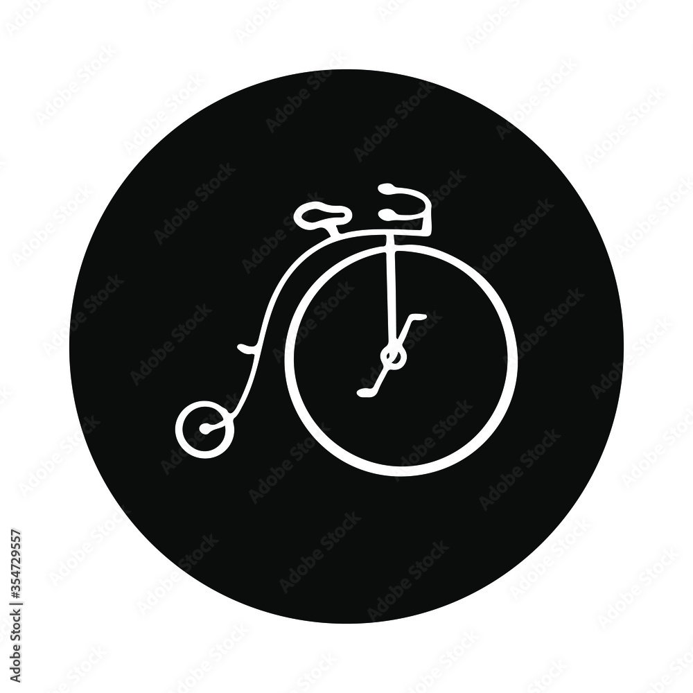 Hand drawn vehicle vector illustration. White silhouetted figure of retro bicycle isolated on white background. Bike riding art. Perfect for icon or logo. Hand drawn vehicle vector illustration. White silhouetted figure of retro bicycle isolated on white background. Bike riding art. Perfect for icon or logo.