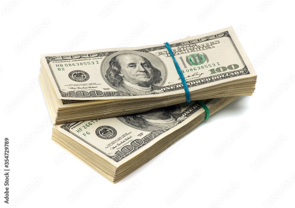 American dollars on white background American dollars on white background