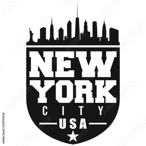 New York USA Badge. Vector Stamps City Skyline. Seal Cut File Design.