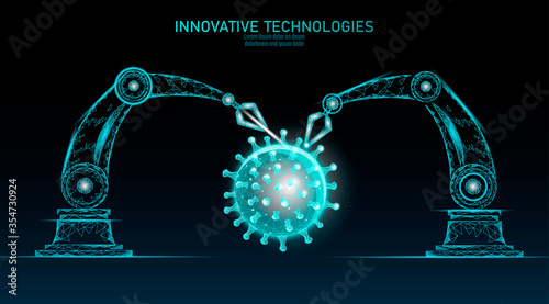 Virus microscope vaccine. Developing pandemic coronavirus pneumonia treatment. Healthcare immunization research vector illustration