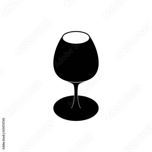 Vector wine glass silhouette isolated on the white background. Restaurant or drink graphics illustration.