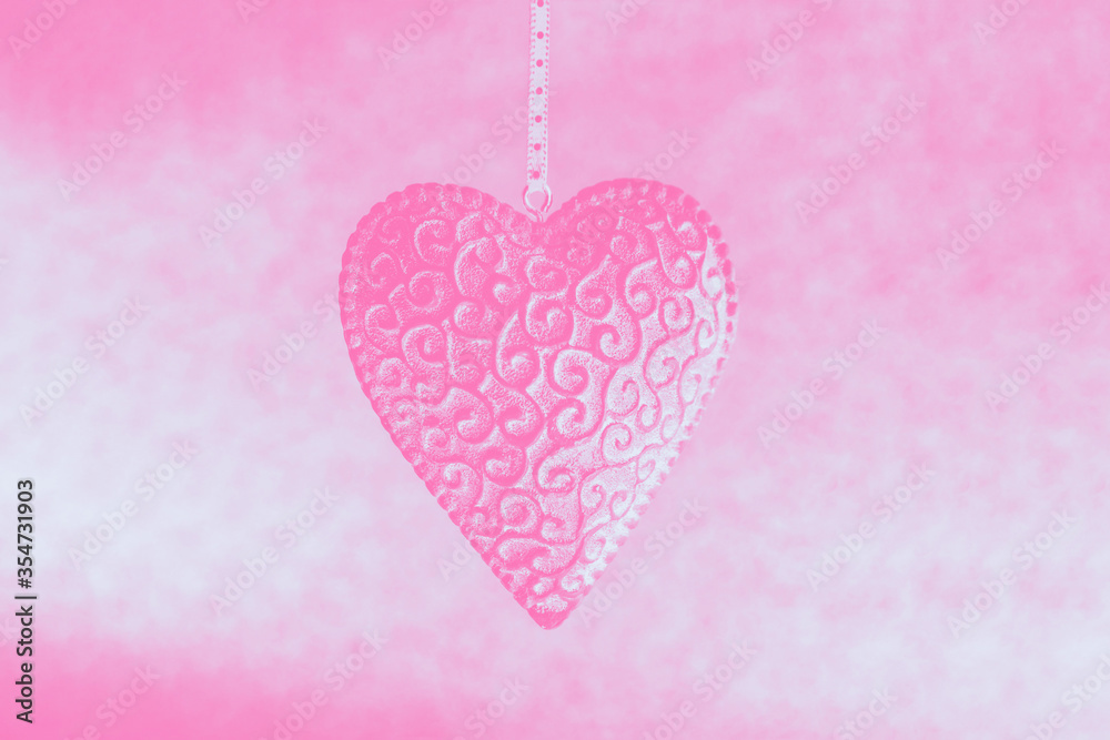 Pink heart with a pattern on a gradient pink background Pink heart with a pattern on a gradient pink background