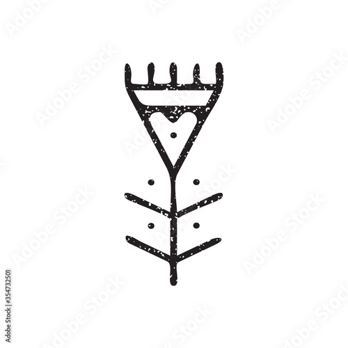 Vector hand-drawn ethnic element isolated on the white background. Tribal floral sign. The ethnic symbol in grunge style.