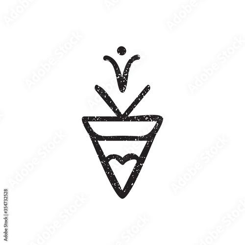 Vector hand-drawn ethnic element isolated on the white background. Tribal floral sign. The ethnic symbol in grunge style.